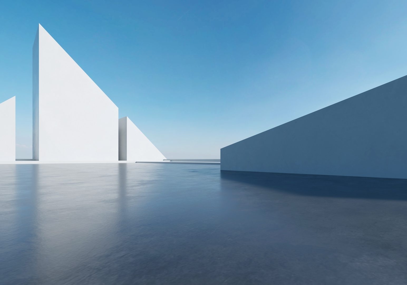 3d render of abstract futuristic architecture with empty concrete floor. Scene for car presentation.